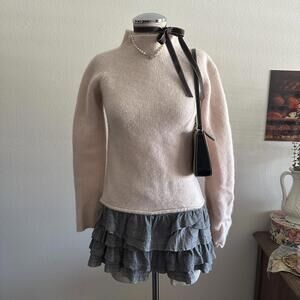 Baby pink wool mock neck sweater